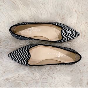 Ivanka Trump Black & White Chevron Pointed Flats